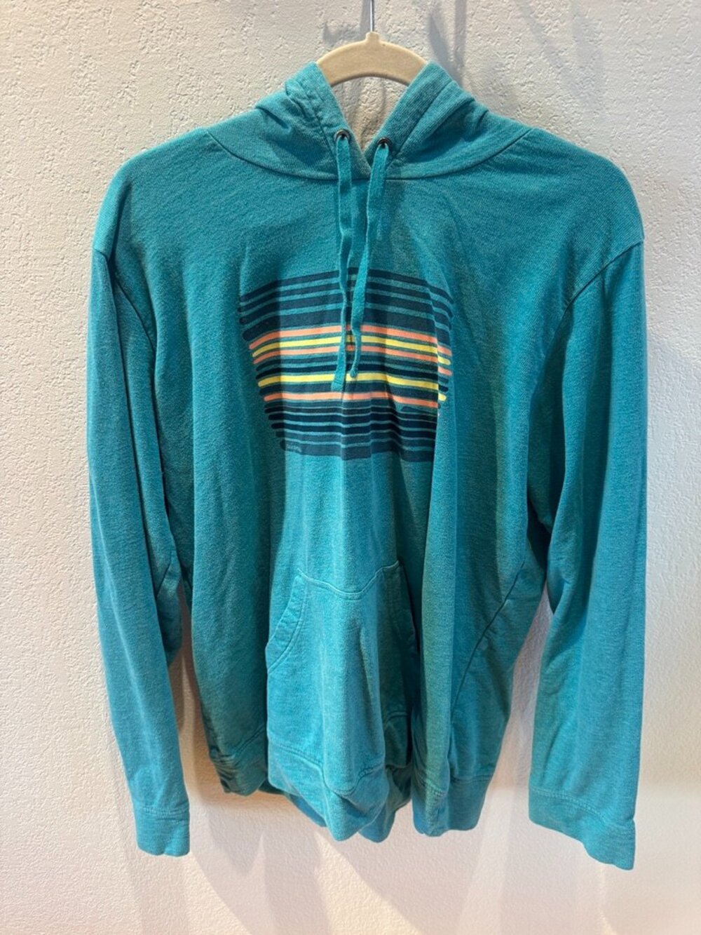 Patagonia Uprisal Hoody Teal Striped Logo Size XL